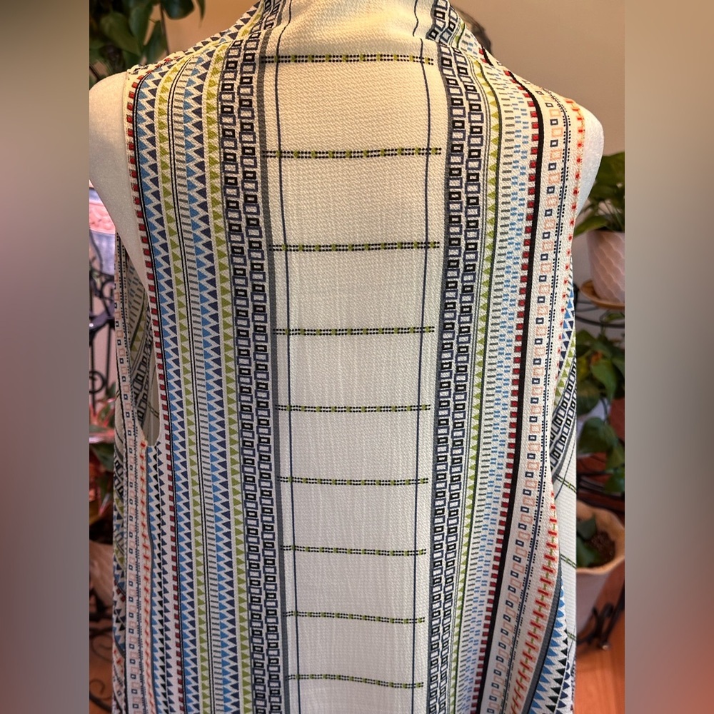 Bohemian Patterned Open Front Kimono Cardigan One… - image 2